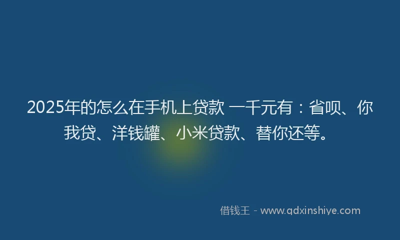 2025年的怎么在手机上贷款 一千元有：省呗、你我贷、洋钱罐、小米贷款、替你还等。