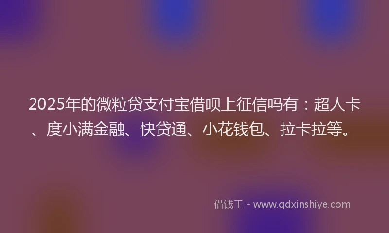 2025年的微粒贷支付宝借呗上征信吗有：超人卡、度小满金融、快贷通、小花钱包、拉卡拉等。