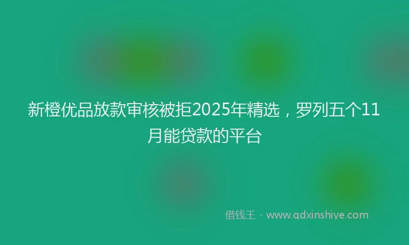新橙优品放款审核被拒2025年精选，罗列五个11月能贷款的平台