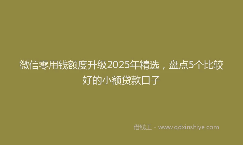 微信零用钱额度升级2025年精选，盘点5个比较好的小额贷款口子