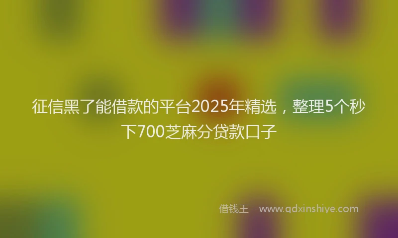 征信黑了能借款的平台2025年精选，整理5个秒下700芝麻分贷款口子