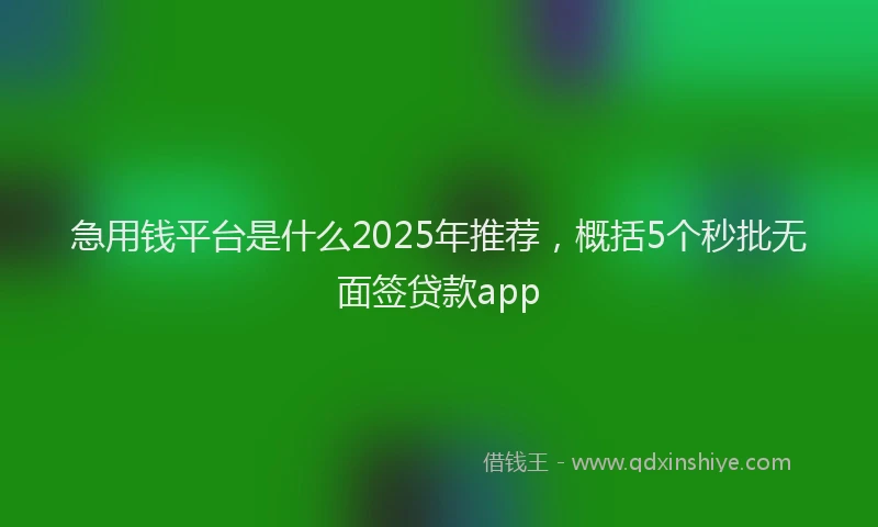 急用钱平台是什么2025年推荐，概括5个秒批无面签贷款app