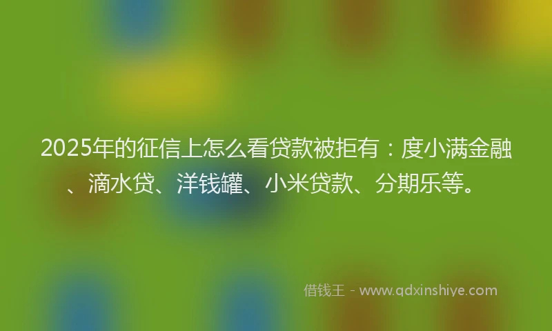 2025年的征信上怎么看贷款被拒有：度小满金融、滴水贷、洋钱罐、小米贷款、分期乐等。