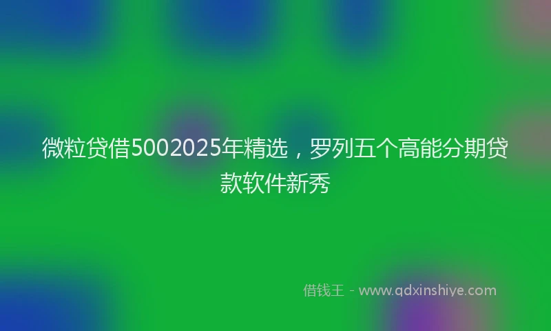 微粒贷借5002025年精选，罗列五个高能分期贷款软件新秀