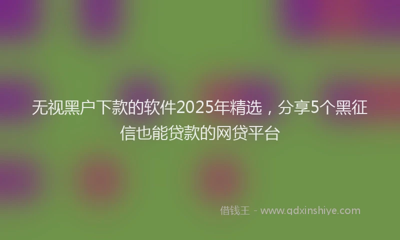 无视黑户下款的软件2025年精选，分享5个黑征信也能贷款的网贷平台