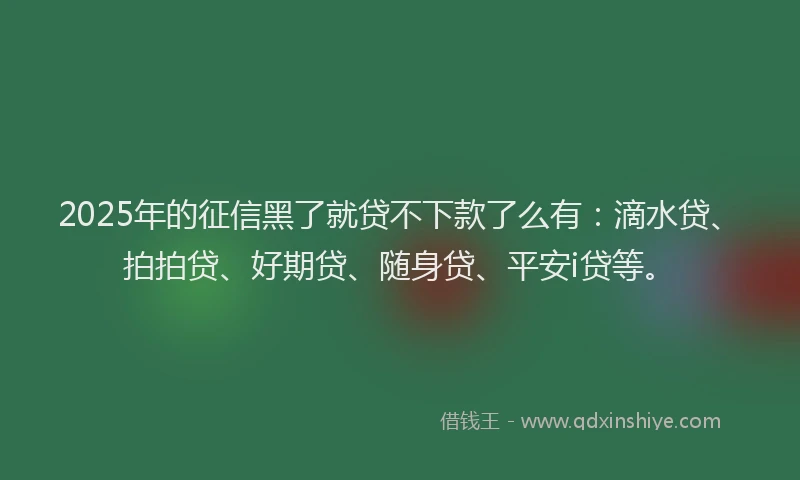 2025年的征信黑了就贷不下款了么有：滴水贷、拍拍贷、好期贷、随身贷、平安i贷等。
