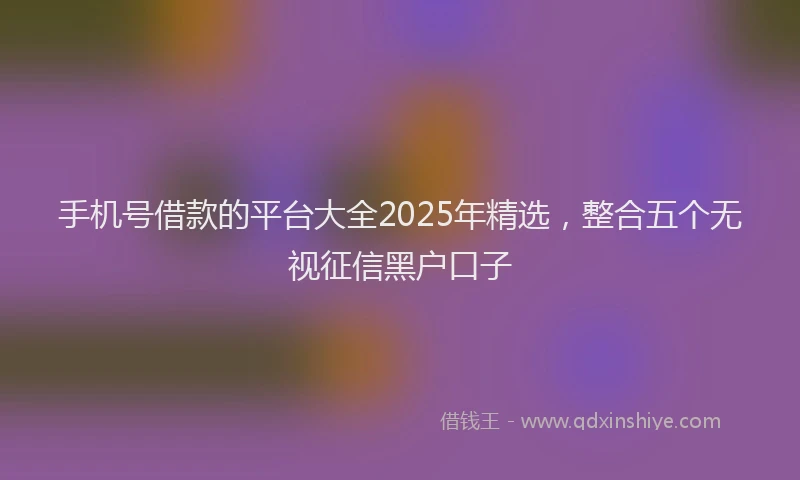 手机号借款的平台大全2025年精选，整合五个无视征信黑户口子