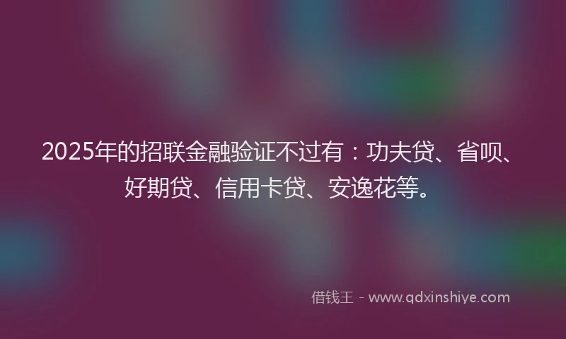 2025年的招联金融验证不过有：功夫贷、省呗、好期贷、信用卡贷、安逸花等。