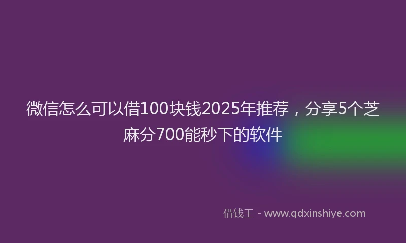 微信怎么可以借100块钱2025年推荐，分享5个芝麻分700能秒下的软件