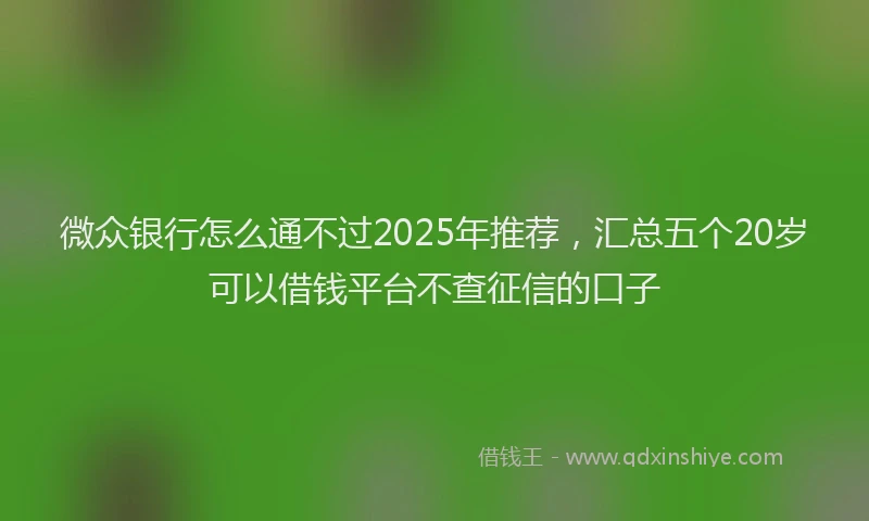 微众银行怎么通不过2025年推荐，汇总五个20岁可以借钱平台不查征信的口子