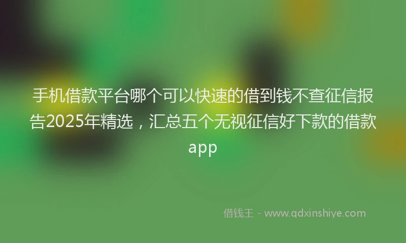 手机借款平台哪个可以快速的借到钱不查征信报告2025年精选，汇总五个无视征信好下款的借款app