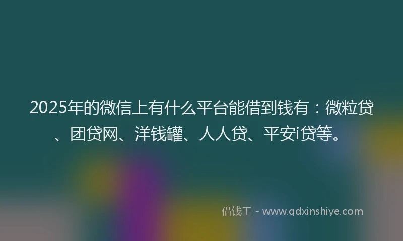 2025年的微信上有什么平台能借到钱有：微粒贷、团贷网、洋钱罐、人人贷、平安i贷等。