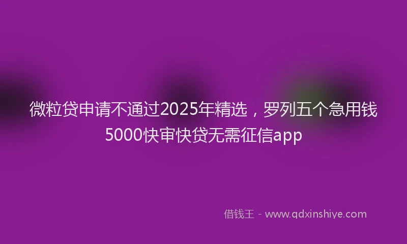微粒贷申请不通过2025年精选，罗列五个急用钱5000快审快贷无需征信app