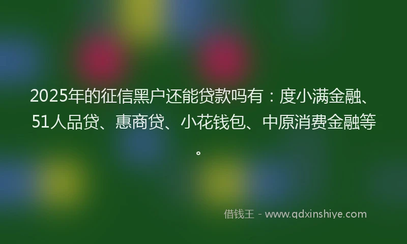 2025年的征信黑户还能贷款吗有:度小满金融、51人品贷、惠商贷、小花钱包、中原消费金融等。