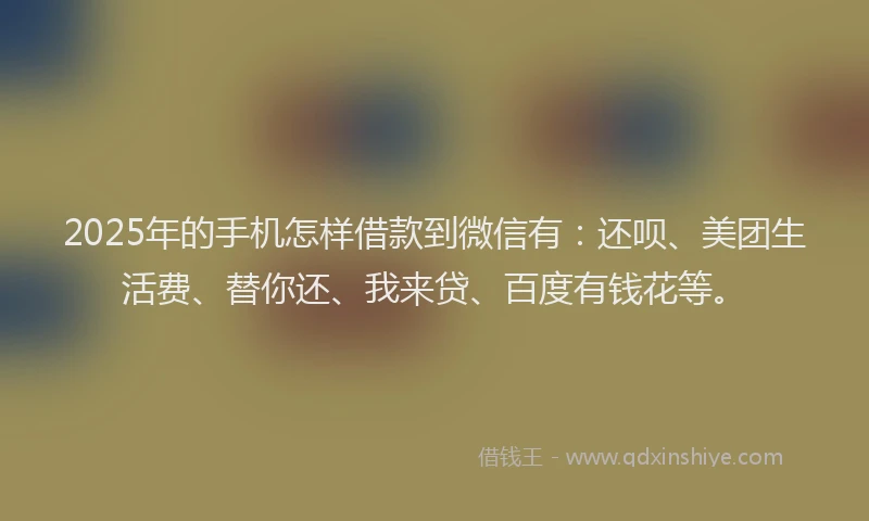 2025年的手机怎样借款到微信有：还呗、美团生活费、替你还、我来贷、百度有钱花等。
