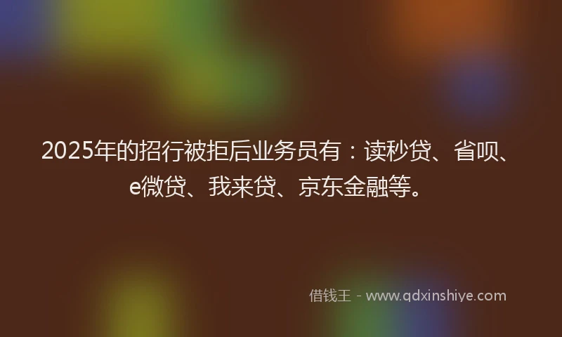 2025年的招行被拒后业务员有：读秒贷、省呗、e微贷、我来贷、京东金融等。