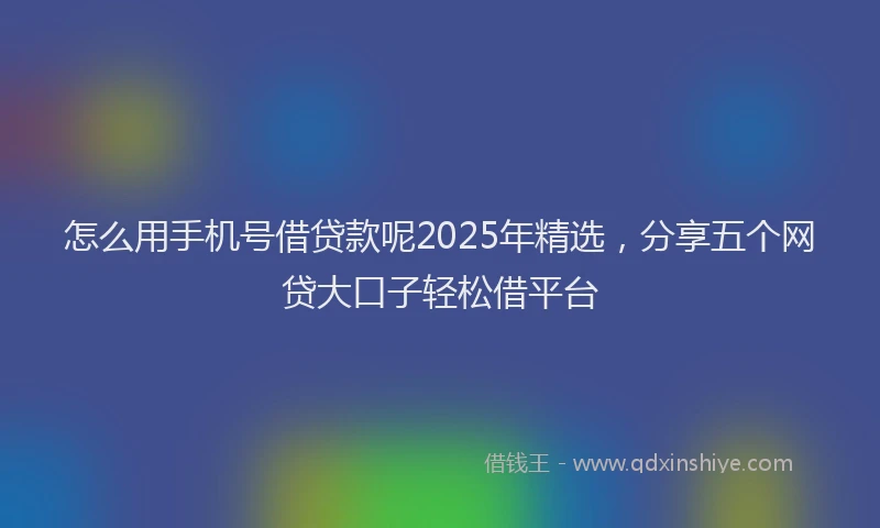怎么用手机号借贷款呢2025年精选，分享五个网贷大口子轻松借平台