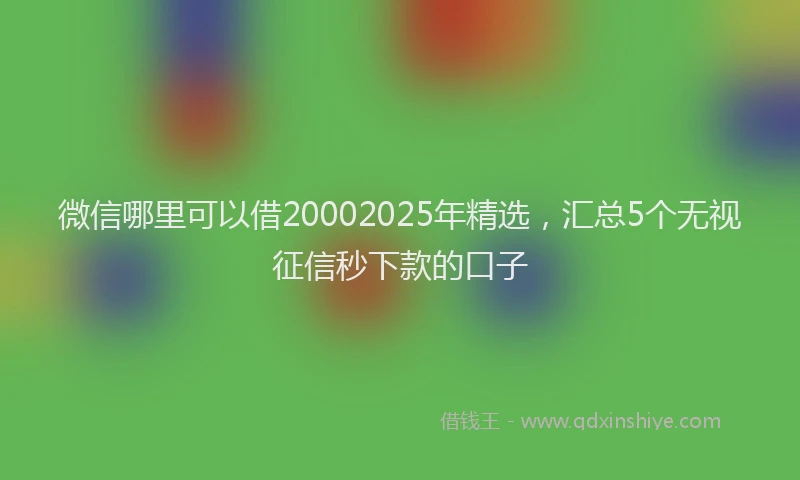 微信哪里可以借20002025年精选，汇总5个无视征信秒下款的口子