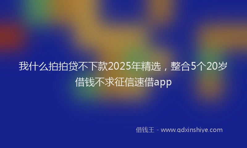 我什么拍拍贷不下款2025年精选，整合5个20岁借钱不求征信速借app