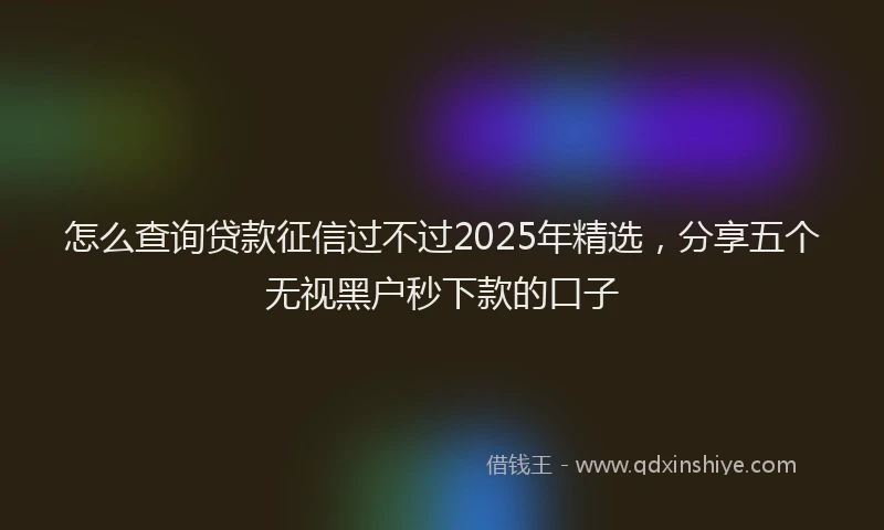 怎么查询贷款征信过不过2025年精选，分享五个无视黑户秒下款的口子