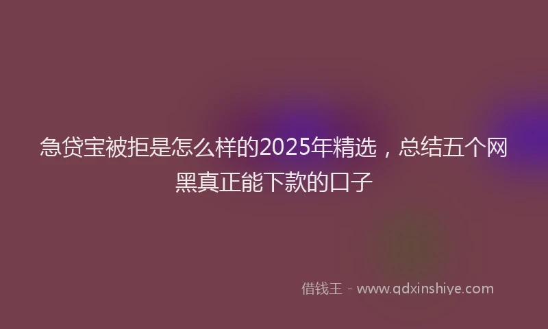 急贷宝被拒是怎么样的2025年精选，总结五个网黑真正能下款的口子