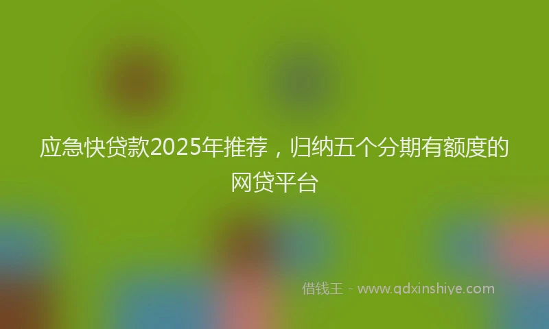 应急快贷款2025年推荐，归纳五个分期有额度的网贷平台
