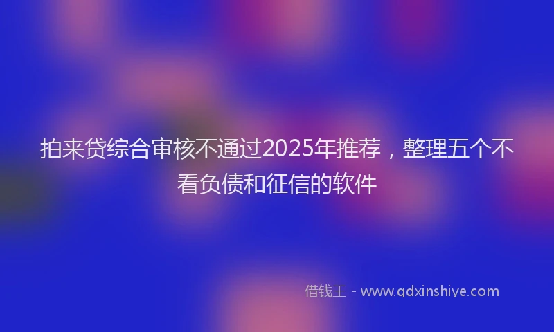 拍来贷综合审核不通过2025年推荐，整理五个不看负债和征信的软件