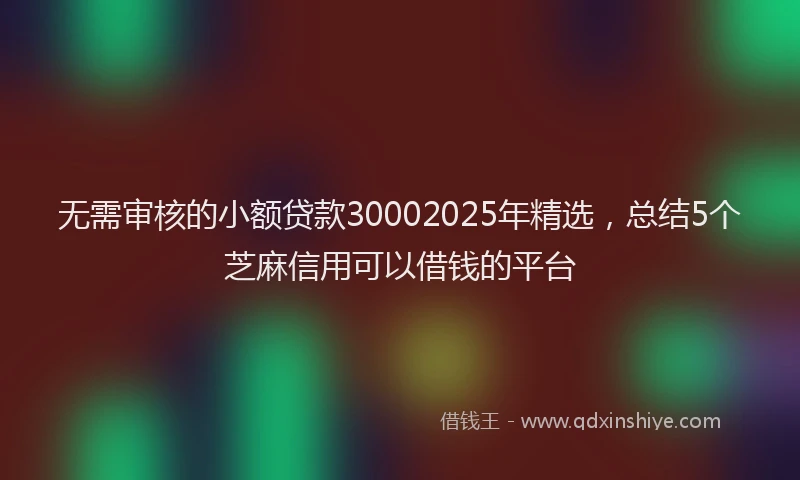 无需审核的小额贷款30002025年精选，总结5个芝麻信用可以借钱的平台