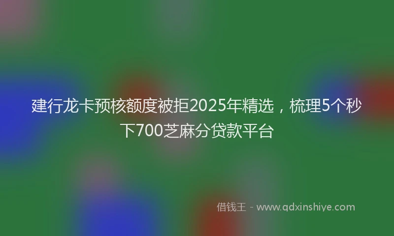 建行龙卡预核额度被拒2025年精选，梳理5个秒下700芝麻分贷款平台