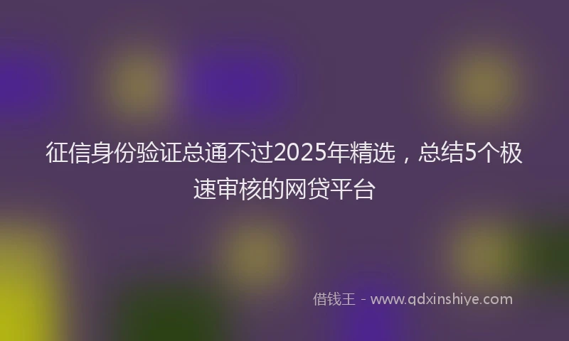征信身份验证总通不过2025年精选，总结5个极速审核的网贷平台