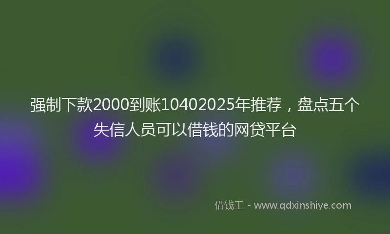 强制下款2000到账10402025年推荐，盘点五个失信人员可以借钱的网贷平台