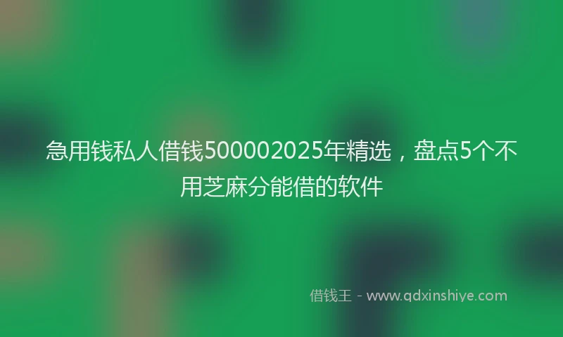 急用钱私人借钱500002025年精选，盘点5个不用芝麻分能借的软件