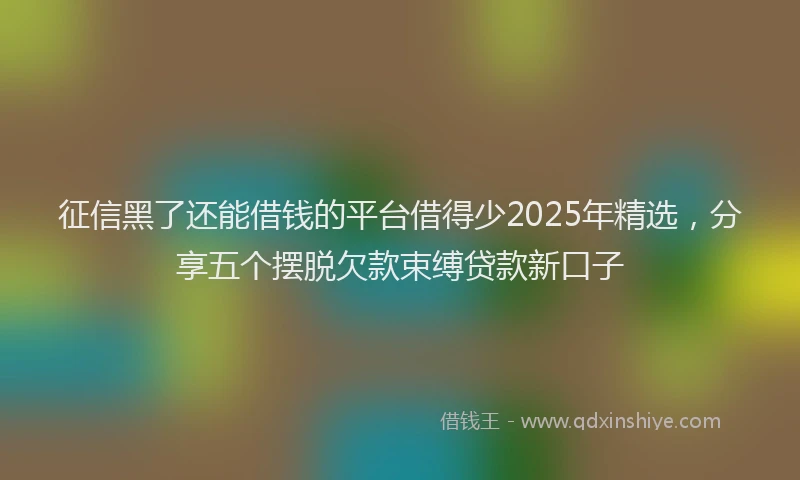 征信黑了还能借钱的平台借得少2025年精选，分享五个摆脱欠款束缚贷款新口子
