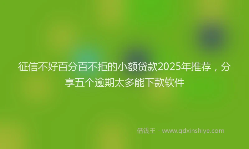 征信不好百分百不拒的小额贷款2025年推荐，分享五个逾期太多能下款软件
