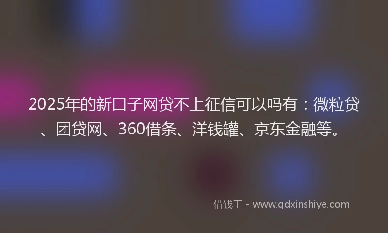 2025年的新口子网贷不上征信可以吗有：微粒贷、团贷网、360借条、洋钱罐、京东金融等。