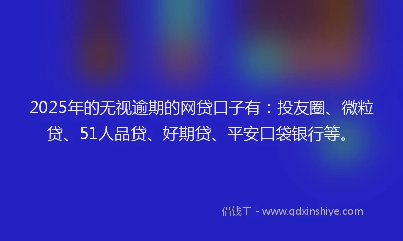 2025年的无视逾期的网贷口子有：投友圈、微粒贷、51人品贷、好期贷、平安口袋银行等。