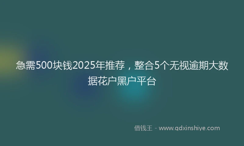 急需500块钱2025年推荐，整合5个无视逾期大数据花户黑户平台