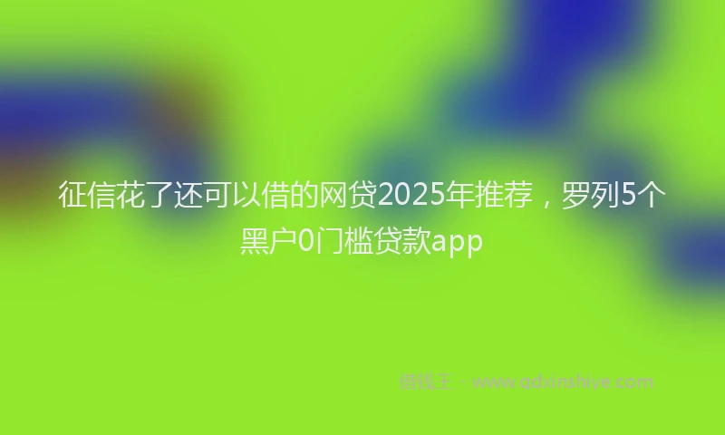 征信花了还可以借的网贷2025年推荐，罗列5个黑户0门槛贷款app