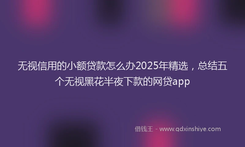 无视信用的小额贷款怎么办2025年精选，总结五个无视黑花半夜下款的网贷app