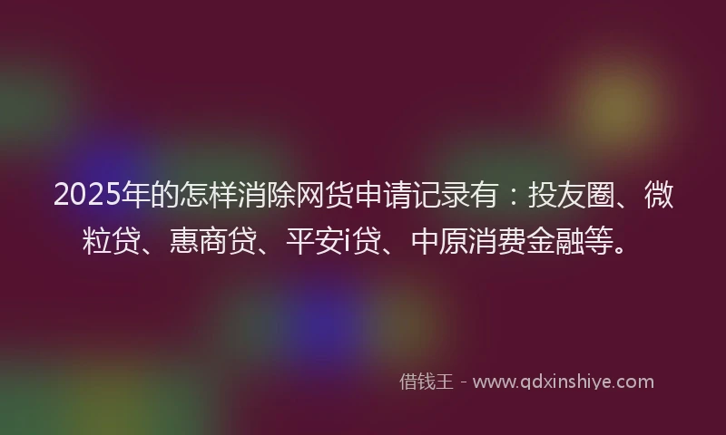 2025年的怎样消除网货申请记录有：投友圈、微粒贷、惠商贷、平安i贷、中原消费金融等。