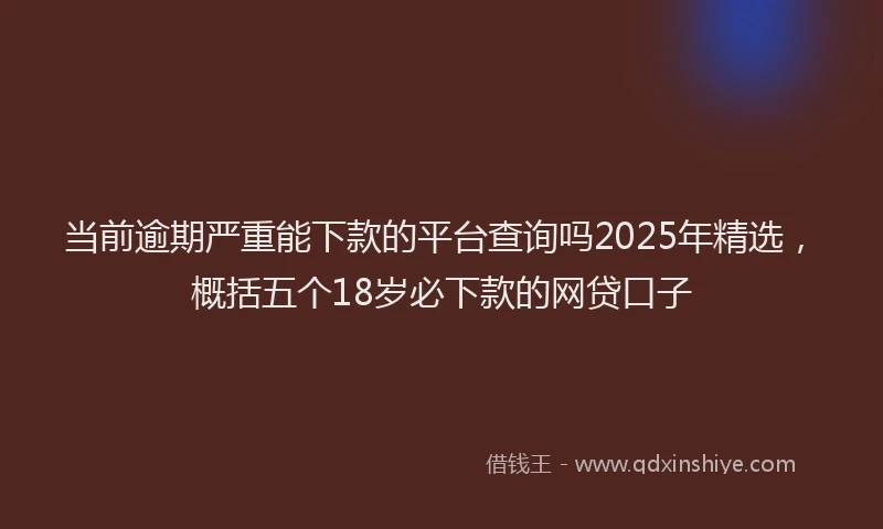 当前逾期严重能下款的平台查询吗2025年精选，概括五个18岁必下款的网贷口子