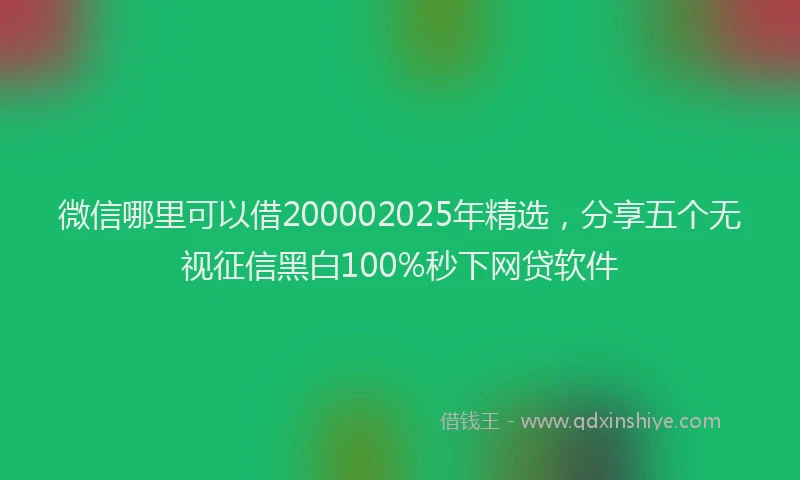 微信哪里可以借200002025年精选，分享五个无视征信黑白100%秒下网贷软件