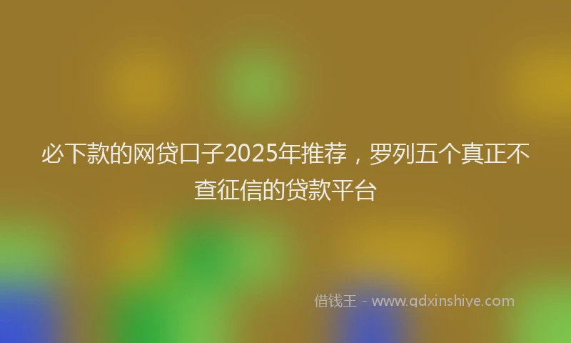 必下款的网贷口子2025年推荐，罗列五个真正不查征信的贷款平台