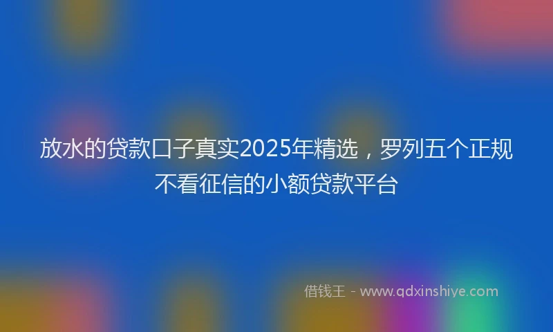 放水的贷款口子真实2025年精选，罗列五个正规不看征信的小额贷款平台