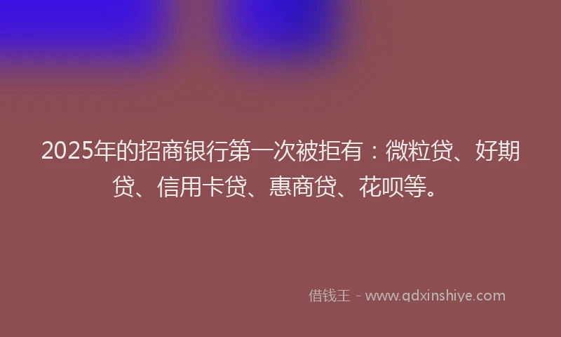 2025年的招商银行第一次被拒有：微粒贷、好期贷、信用卡贷、惠商贷、花呗等。