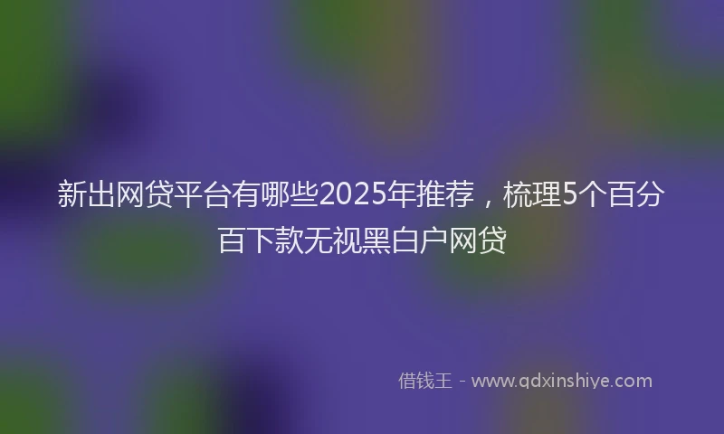 新出网贷平台有哪些2025年推荐，梳理5个百分百下款无视黑白户网贷