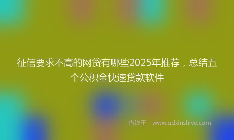 征信要求不高的网贷有哪些2025年推荐，总结五个公积金快速贷款软件