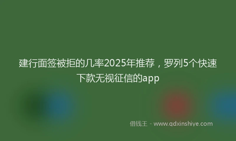 建行面签被拒的几率2025年推荐，罗列5个快速下款无视征信的app