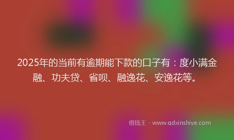 2025年的当前有逾期能下款的口子有：度小满金融、功夫贷、省呗、融逸花、安逸花等。