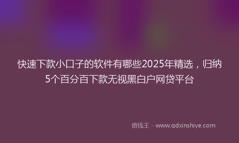 快速下款小口子的软件有哪些2025年精选，归纳5个百分百下款无视黑白户网贷平台